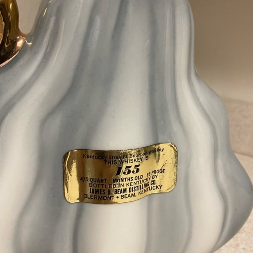 Vintage Jim Beam Ornate Ceramic Bourbon Decanter | Blue & Gold | 1970s | Empty - Picture 4 of 6